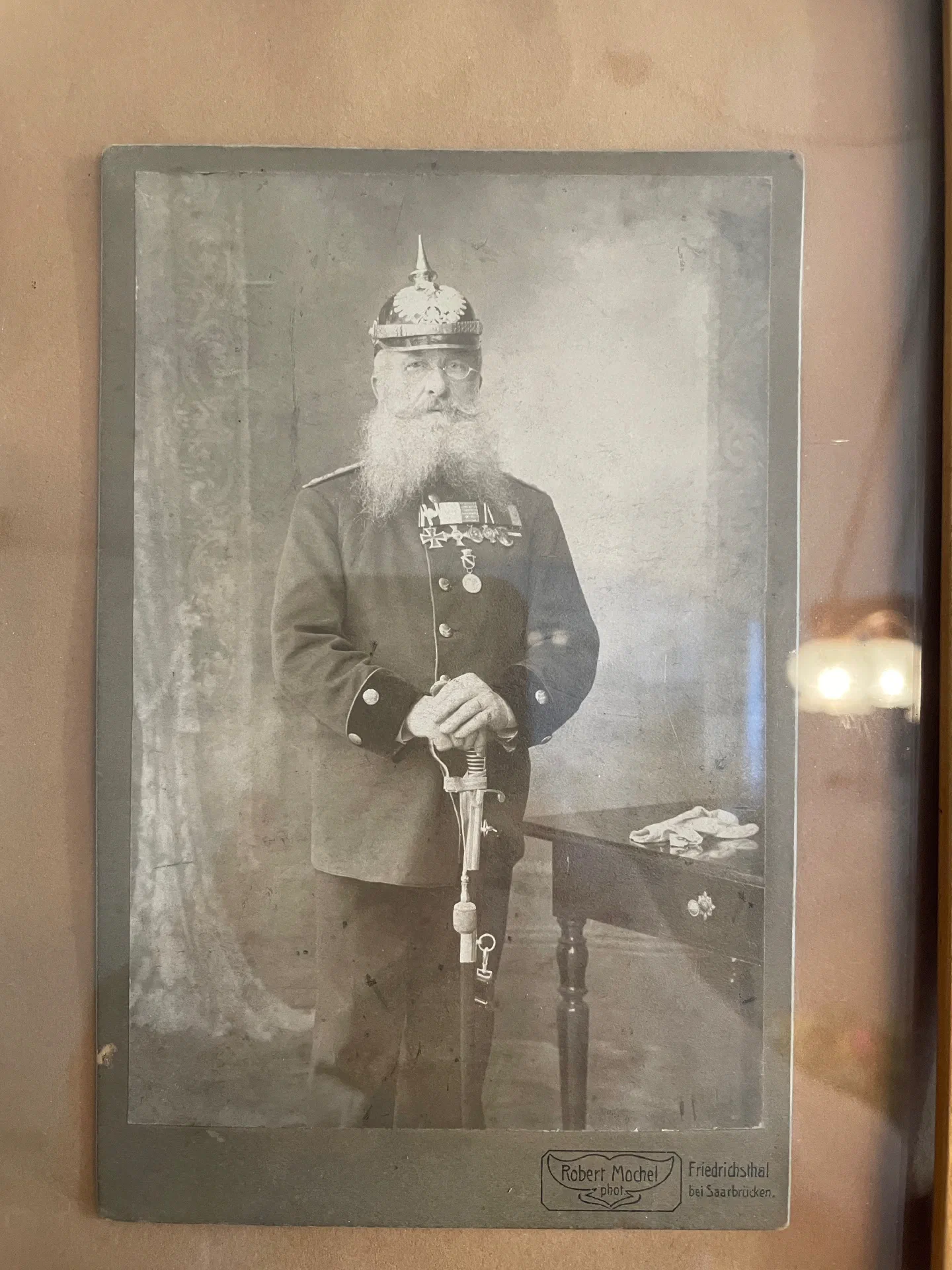 An old portrait of an ancestor in Prussian uniform