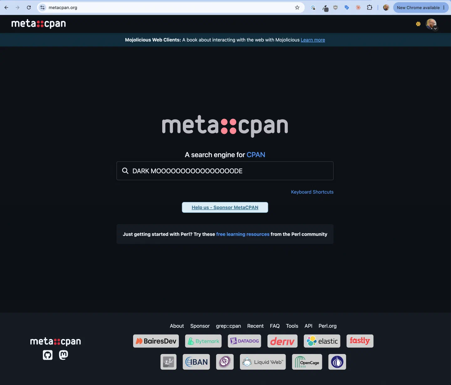 MetaCPAN dark mode