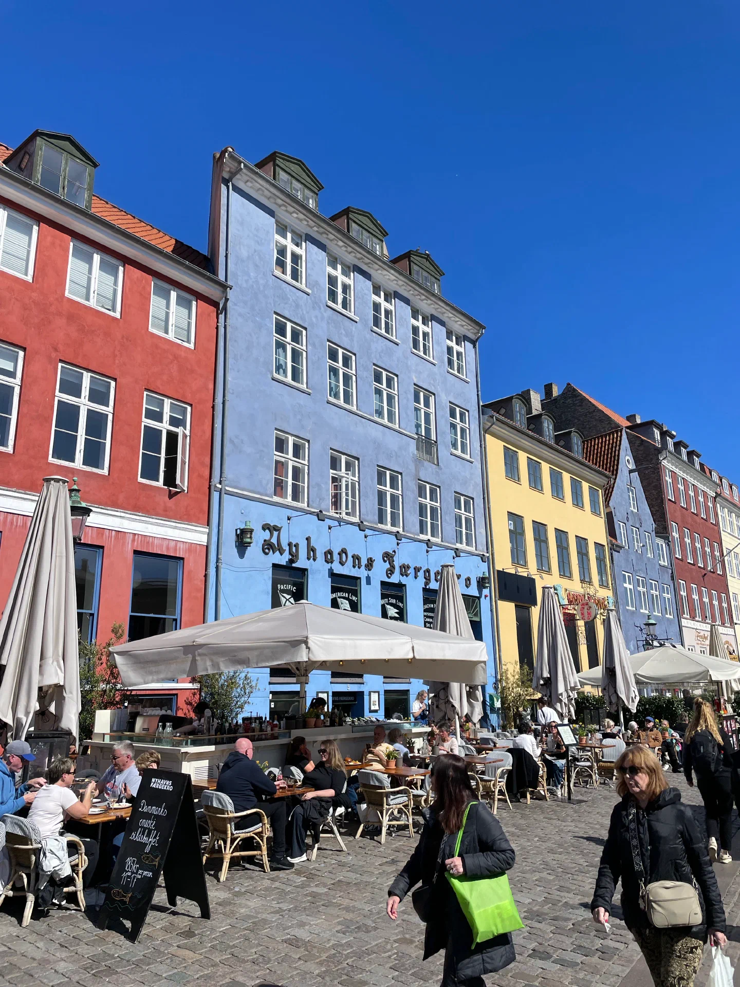 The colourful gabled houses along the Nyhavn canal in Copenhagen